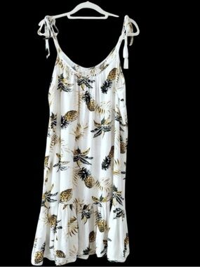 blue island White Pineapple-Print Maxi Dress